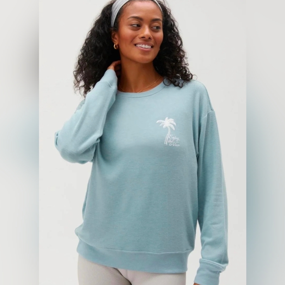 NWT! Spiritual Gangster, Enjoy The Now Savasana Sweater, Stormy  Blue, Size S